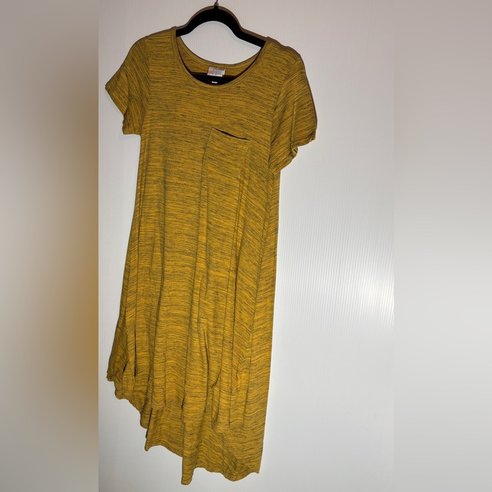 LuLaRoe Carly High Low Dress XXS Yellow Black Stripe